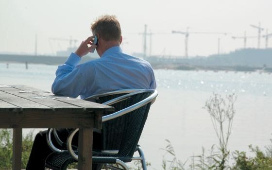 Busines man looking towards ijburg