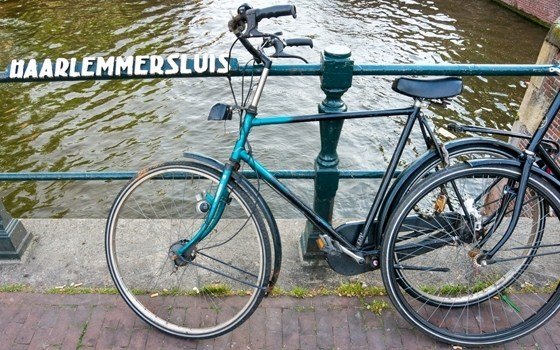 traditional dutch bike on canal