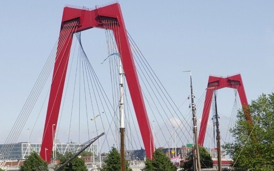 A close view of the Willemsbridge in Rotterdam