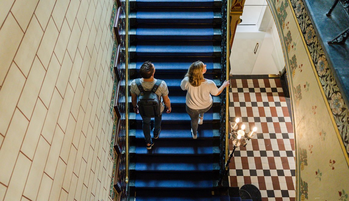 Van Gogh Drents Museum Assen couple walks up stairs