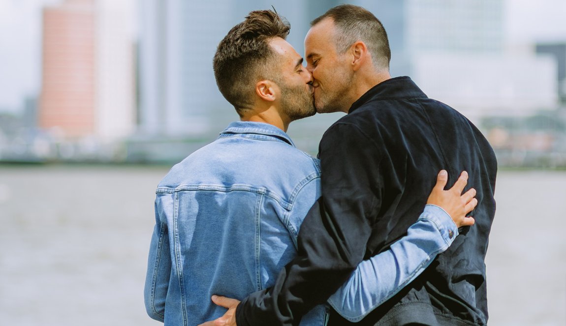 Happy gay couple in Rotterdam
