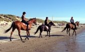 Paardrijden op het strand bij Den Helder
