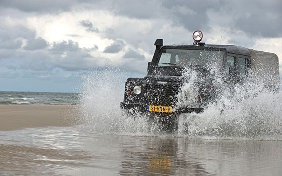 Car riding trough water