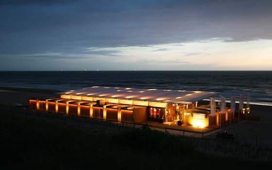 beach pavillion bries at night