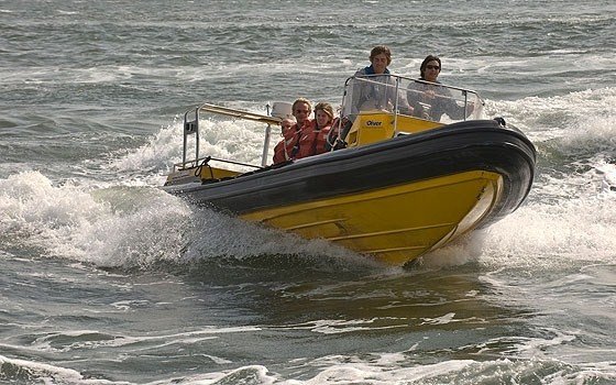 Raft sailing on the sea