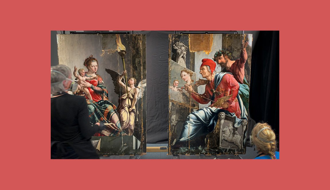 Saint Luke painting the Madonna (during restoration), Maarten van Heemskerck