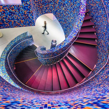 Stairs in central hall of the Groninger Museum