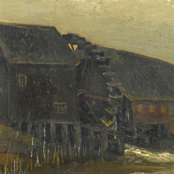Paining Vincent van Gogh Water mill at Opwetten (1884) Nuenen Brabant
