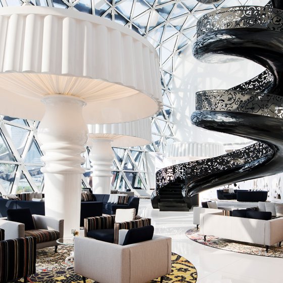 Hotel interior Mondrian Doha Atrium in Qatar by Dutch designer Marcel Wanders