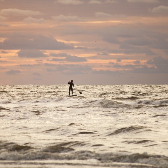 Supper on rough seas in the evening near the coast of Zuid-Holland