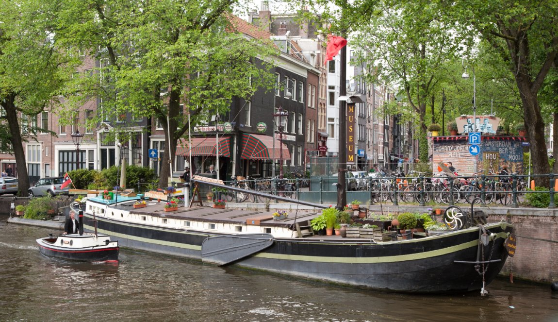 Houseboat museum on the canal Amsterdam