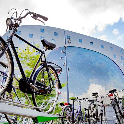 Bicycles in front of the Markthal Rotterdam