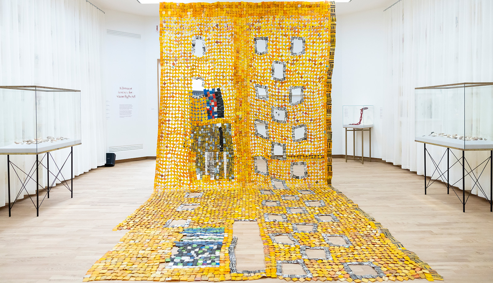Installation artwork by Serge Attukwei Clottey inviting visitors to reflect on inequality and migration at Museum Arnhem