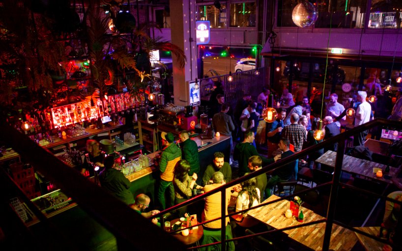 View of cozy gay bar in Rotterdam