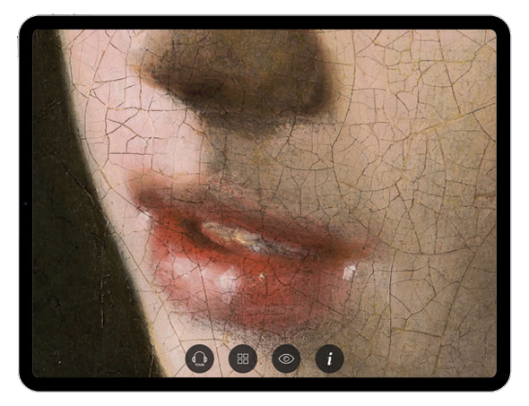 Detail Meisje met de Parel, Second Canvas app, Mauritshuis.