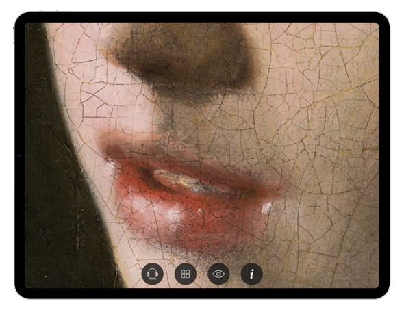 Detail Meisje met de Parel, Second Canvas app, Mauritshuis. Detail Meisje met de Parel, Second Canvas app, Mauritshuis.