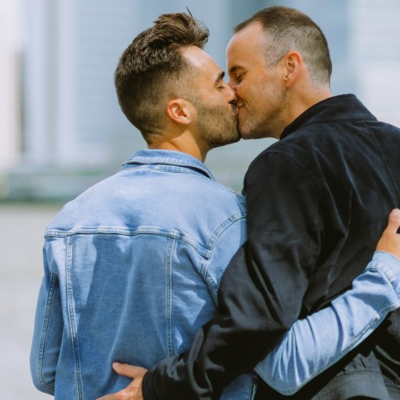 Happy gay couple in Rotterdam