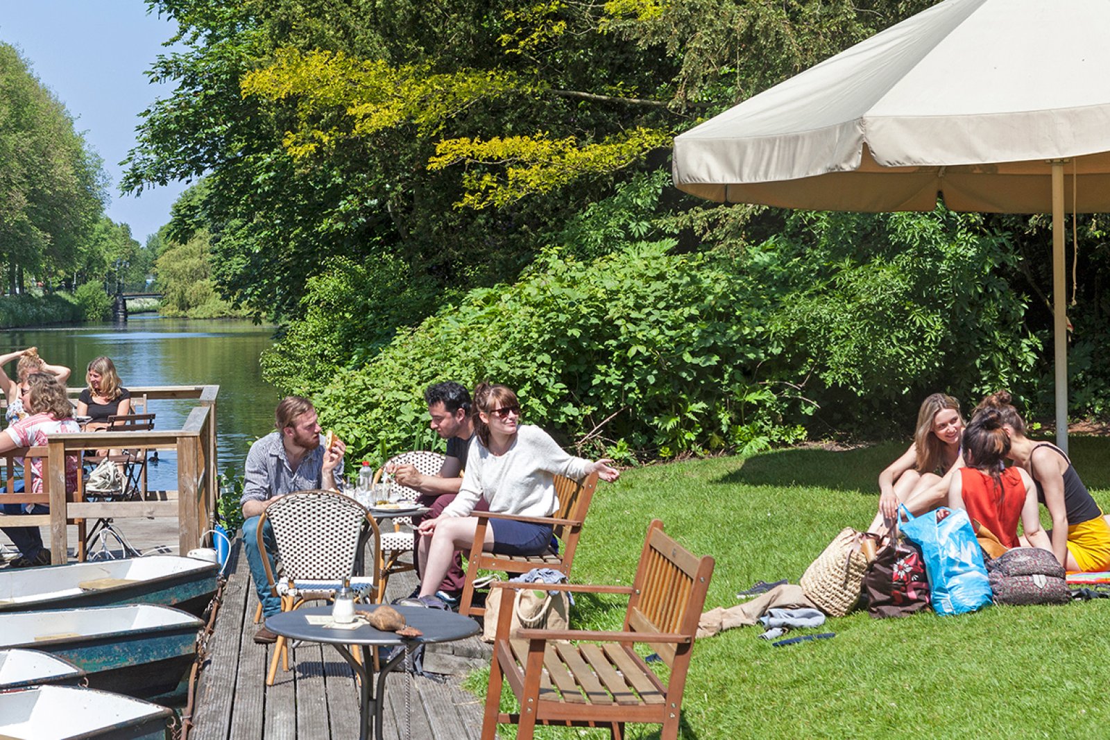 Visitors enjoy the waterfront