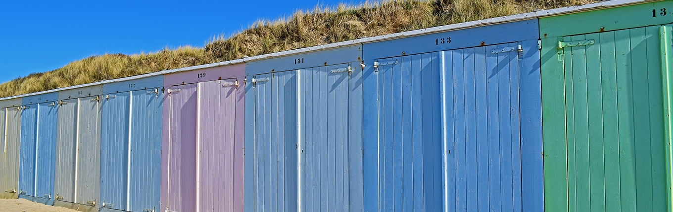 Colorful cabins on the beach of Domburg