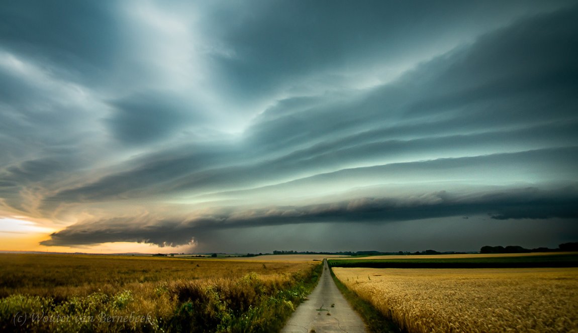 Spectacular Dutch clouds sky over field