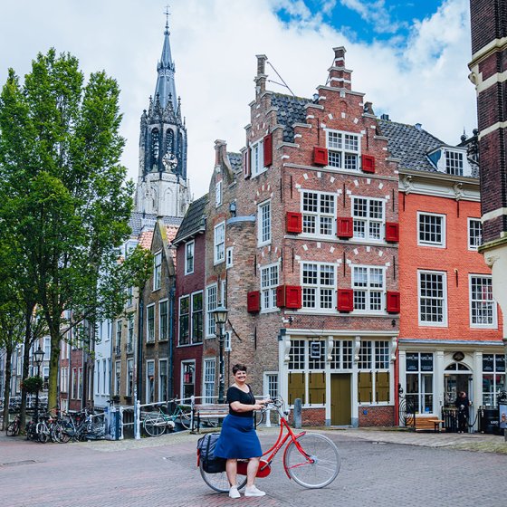 Melissa Bruntlett in the city center of Delft