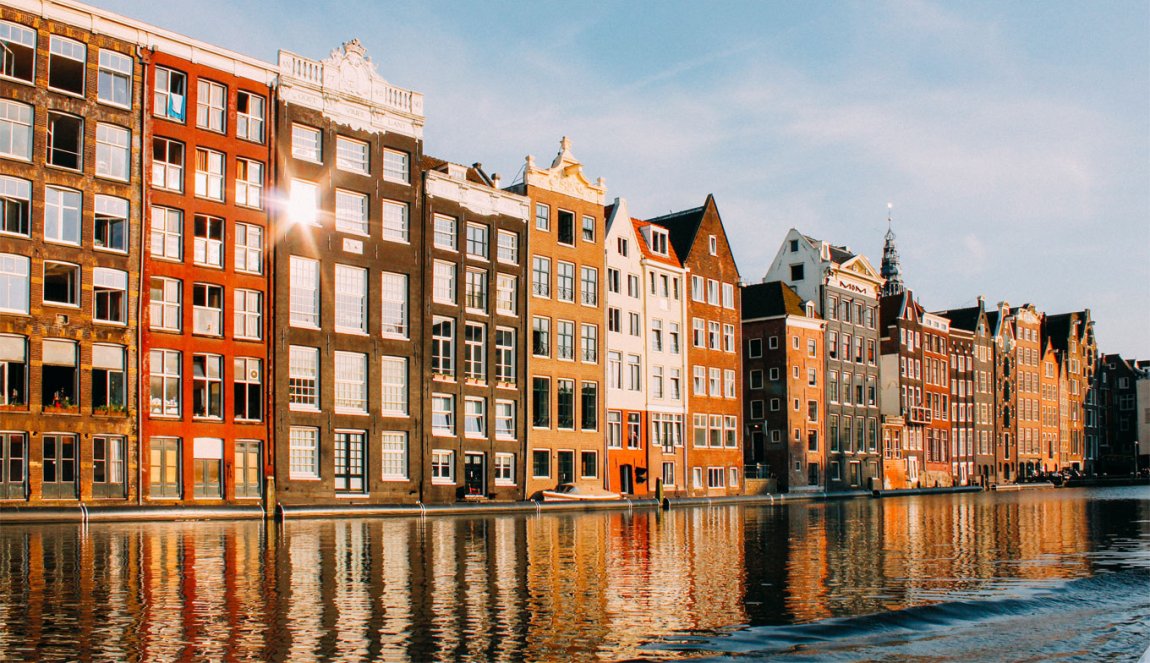 Houses along a canal in Amsterdam