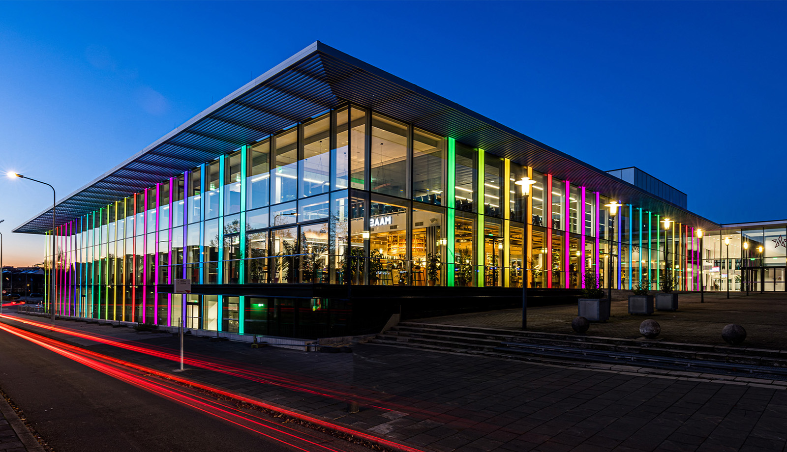 MECC Maastricht exteriorwith coloured light