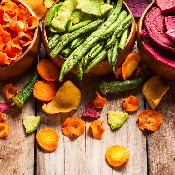 Chips made from carrots, beetroot, parsnips and other vegetables.