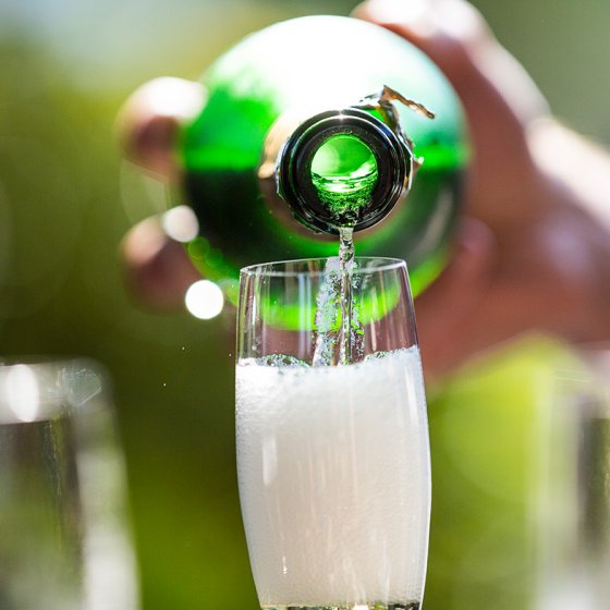 Pouring sparkling wine