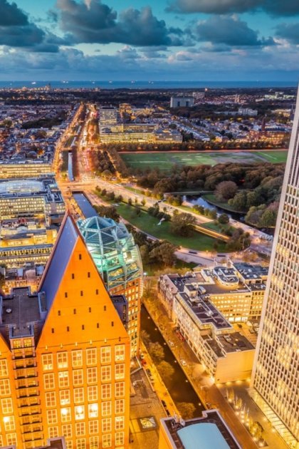Drone view of The Hague to Scheveningen