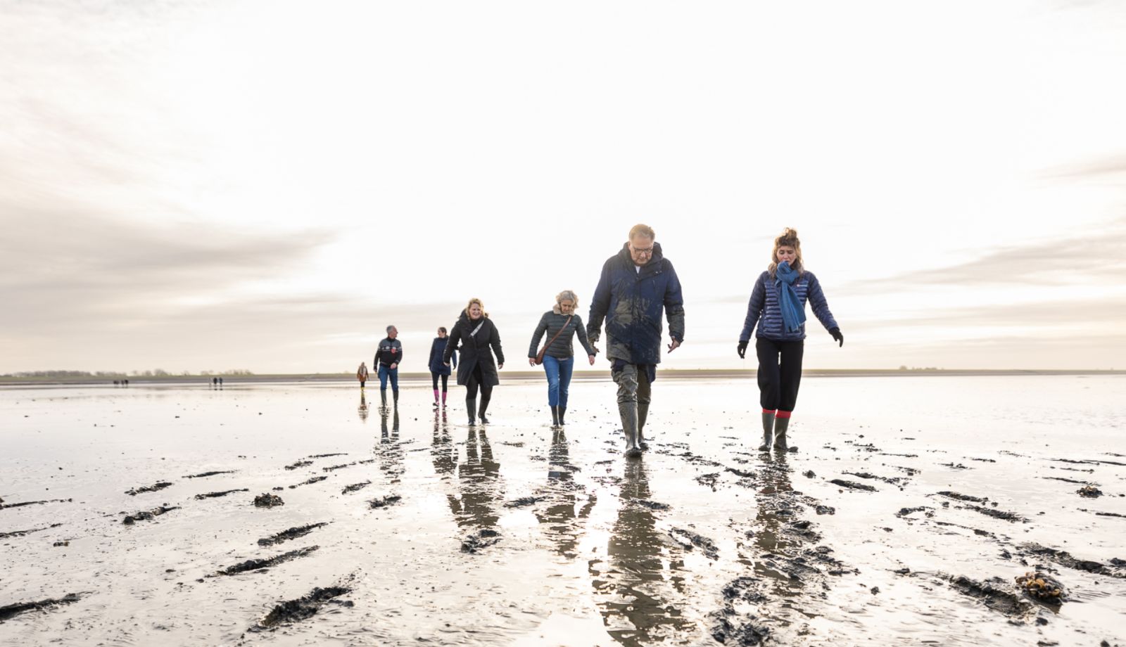 Mudflat walking is a unique experience where you traverse the mudflats, over mud flats, sandbanks and through shallow channels.