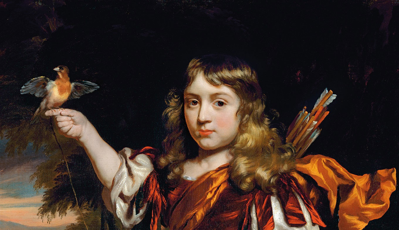 Nicolaes Maes, Portret van een jongen in Romeins tuniek met ijsvogel en hond, 1671. Privécollectie. © Mauritshuis Den Haag Nicolaes Maes, Portret van een jongen in Romeins tuniek met ijsvogel en hond, 1671. Privécollectie. © Mauritshuis Den Haag