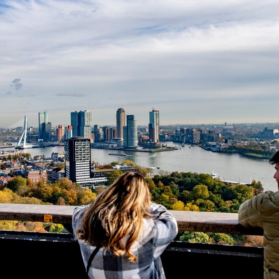 Skyline of Rotterdam with view of the Nieuwe Maas River