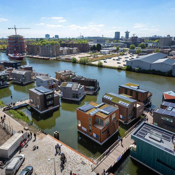 Floating sustainable neighbourhood Schoonschip Amsterdam