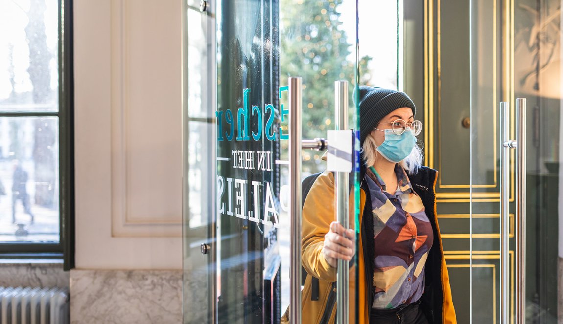 Visitors wearing face mask during pandemic