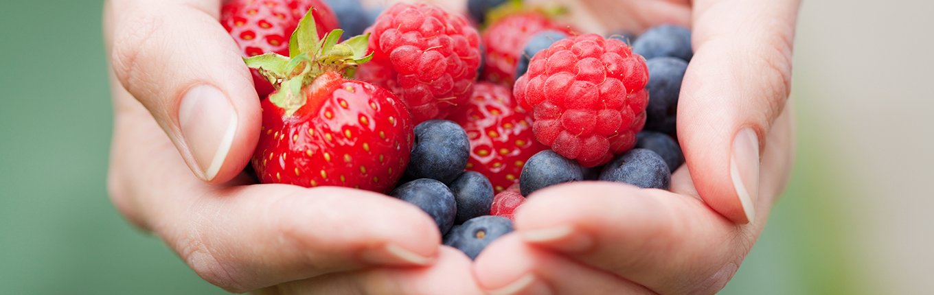 Hands full of picked fresh fruit Hands full of picked fresh fruit