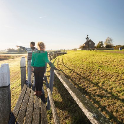 Family in Schokland, looking over noordpunt