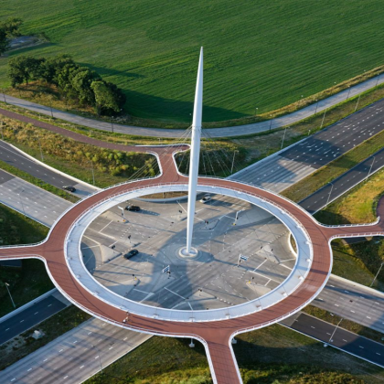 Hovenring: a spectacular circular cable-stayed bridge offers cyclists and pedestrians an exciting crossover.