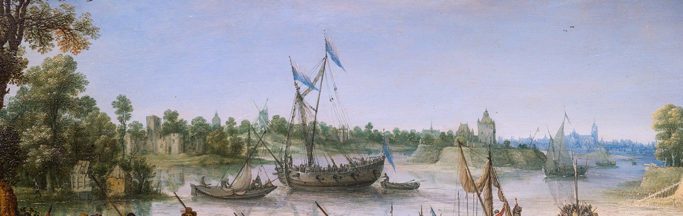 Die Abreise der Pilgerväter aus Delfshaven von Adam Willaerts (1620), Rose-Marie & Dijk de Mol van Otterloo Collection Die Abreise der Pilgerväter aus Delfshaven von Adam Willaerts (1620), Rose-Marie & Dijk de Mol van Otterloo Collection
