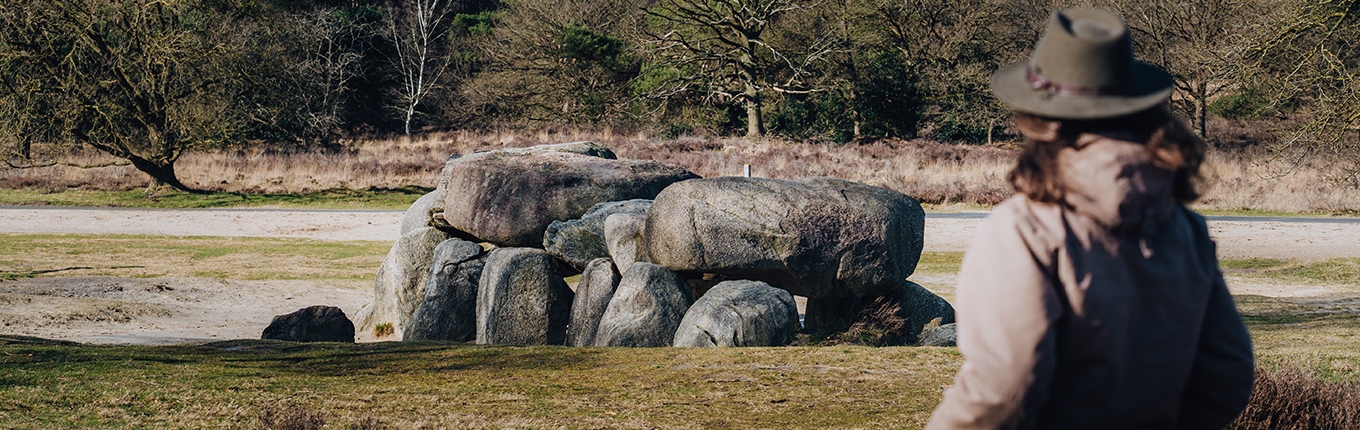 Lady at hunebed in Drenthe Lady at hunebed in Drenthe