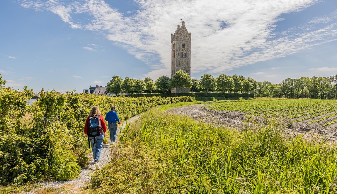 Couple walks to Firdgum church tower