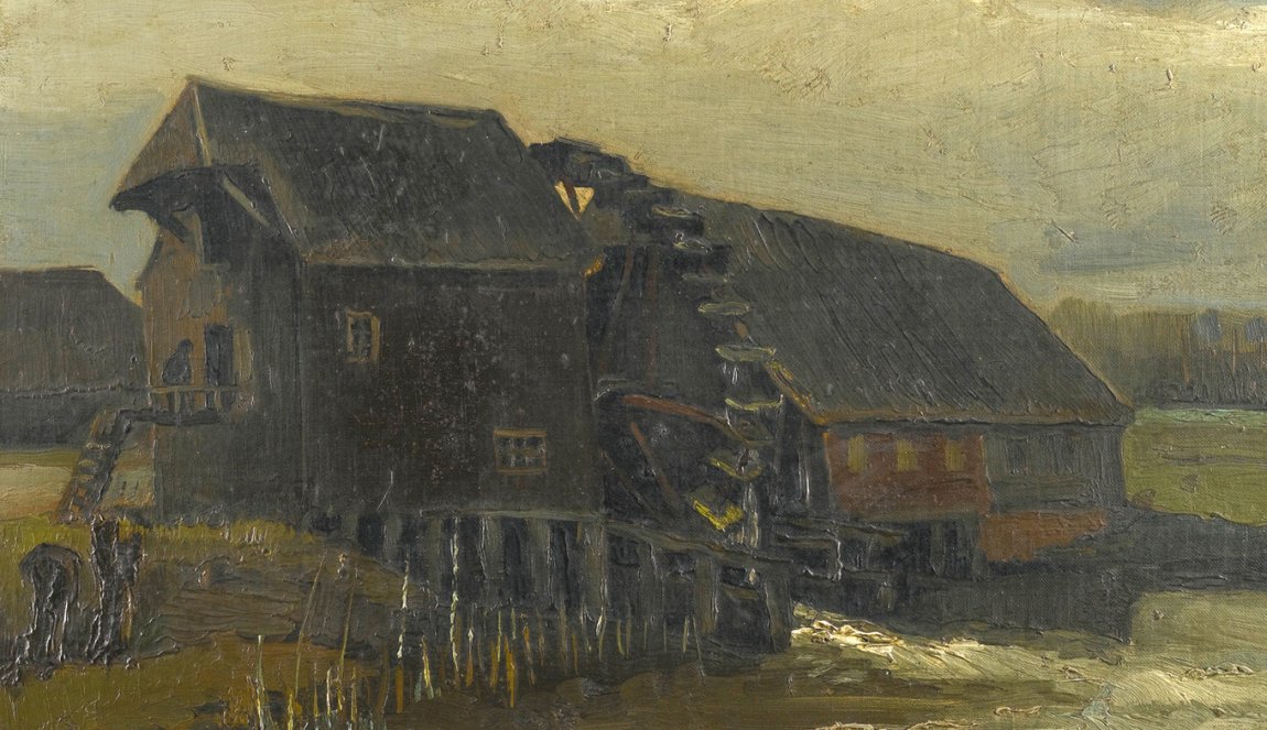 Paining Vincent van Gogh Water mill at Opwetten (1884) Nuenen Brabant