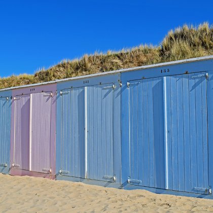 Colorful cabins on the beach of Domburg
