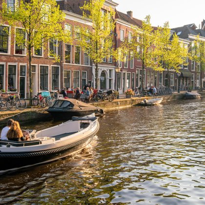 Boating on the Oude Rijn in Leiden 