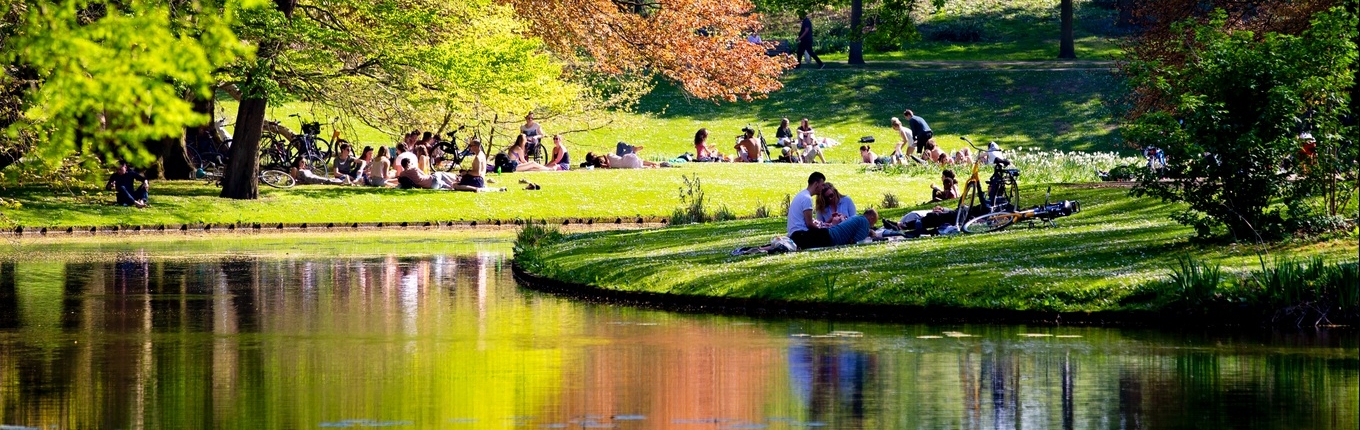 People sitting in citypark Rotterdam People sitting in citypark Rotterdam