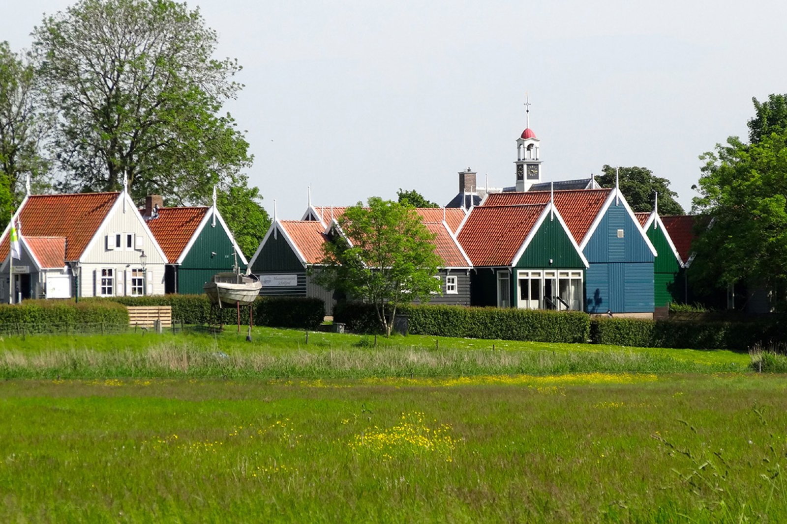 Colored houses in Middelbuurt Schokland Flevoland