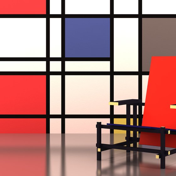 Red blue chair Gerrit Rietveld