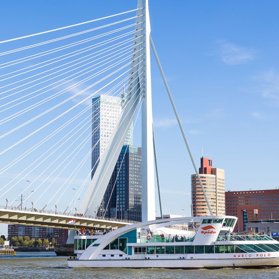 Spido with the Erasmus Bridge in the background