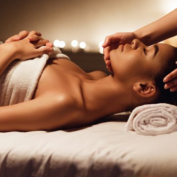 Face massage woman getting spa treatment