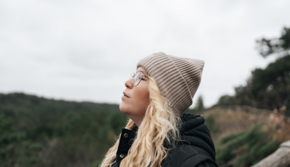 Woman enjoying the fresh air in the dunes